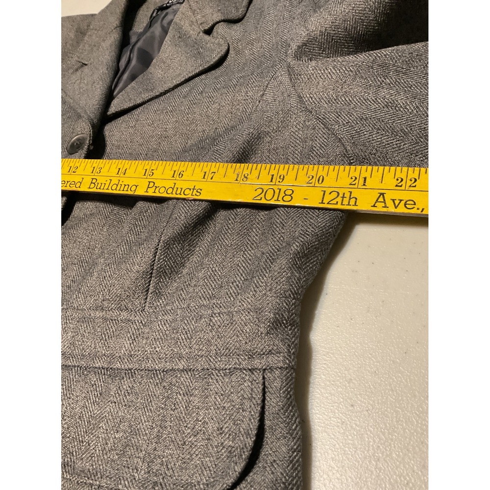 Larry‎ Levine Classics Women's Grey Herringbone Blazer Jacket Size 14W - Picture 6 of 10